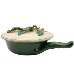 Red Wing Pottery Covered Casserole & Lid Normandy Serving Dish Forest Green MCM